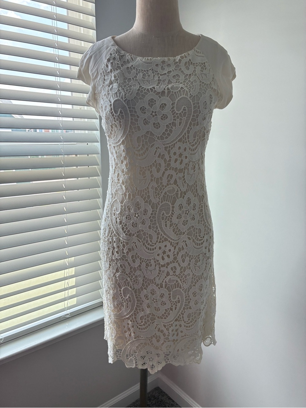 Rebecca Taylor Women's All Lace Cream Midi Dress